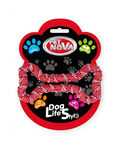 PET NOVA DOG LIFE STYLE Coarda sub forma de os pentru caine 20 cm, rosu, aroma de menta PET NOVA DOG LIFE STYLE Coarda sub forma de os pentru caine 20 cm, rosu, aroma de menta