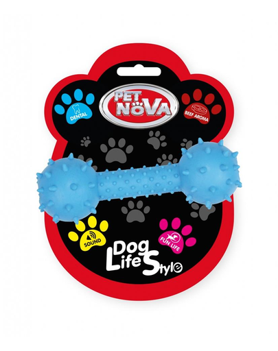PET NOVA DOG LIFE STYLE Jucarie os cu clopotel pentru caini 14cm, albastru, aroma carne de vita PET NOVA DOG LIFE STYLE Jucarie os cu clopotel pentru caini 14cm, albastru, aroma carne de vita
