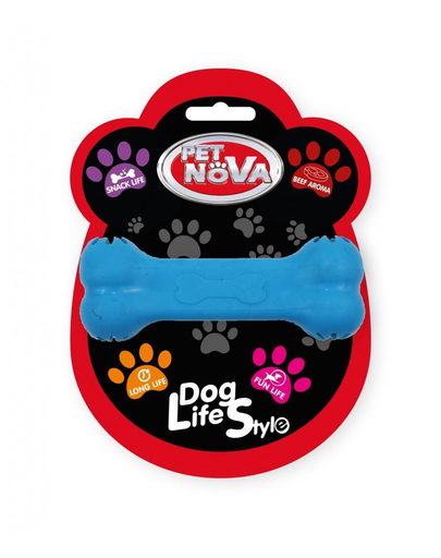 PET NOVA DOG LIFE Jucarie os pentru caini, albastru, aroma de carne de vita, 11cm PET NOVA DOG LIFE Jucarie os pentru caini, albastru, aroma de carne de vita, 11cm