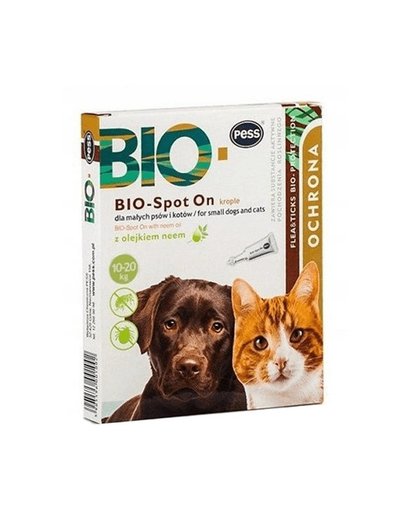 PESS BIO Spot-on picaturi protectie anti-parazitara pentru caini talie mare, cu ulei de neem 4x2.5 g PESS BIO Spot-on picaturi protectie anti-parazitara pentru caini talie mare, cu ulei de neem 4x2.5 g