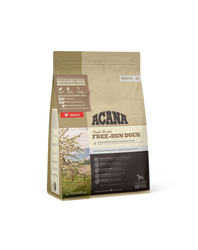 ACANA Singles Free-Run Duck hrana uscata monoproteica pentru caini de toate varstele 2 kg ACANA Singles Free-Run Duck hrana uscata monoproteica pentru caini de toate varstele 2 kg