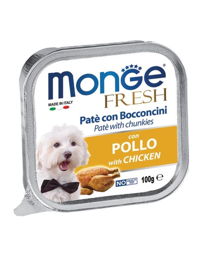 MONGE Fresh hrană umedă pentru câini sub formă de pate, cu pui 100 g MONGE Fresh hrană umedă pentru câini sub formă de pate, cu pui 100 g