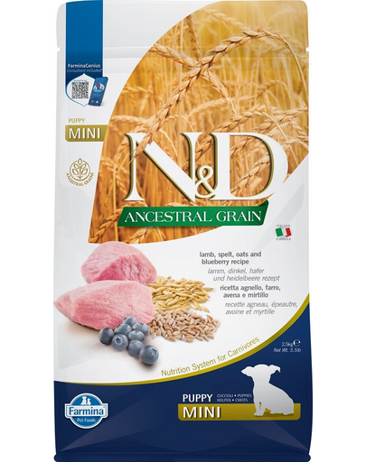 FARMINA N&D Low Grain Puppy Mini Hrana uscata catei talie mica, cu miel si afine 2.5 kg FARMINA N&D Low Grain Puppy Mini Hrana uscata catei talie mica, cu miel si afine 2.5 kg
