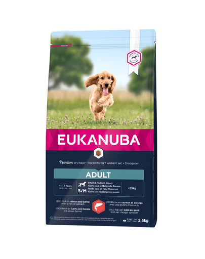 EUKANUBA Dog Base Adult Small & Medium Breeds Salmon & Barley hrana uscata caini adulti talie mica/medie, cu somon si orz 2.5 kg EUKANUBA Dog Base Adult Small & Medium Breeds Salmon & Barley hrana uscata caini adulti talie mica/medie, cu somon si orz 2.5 kg