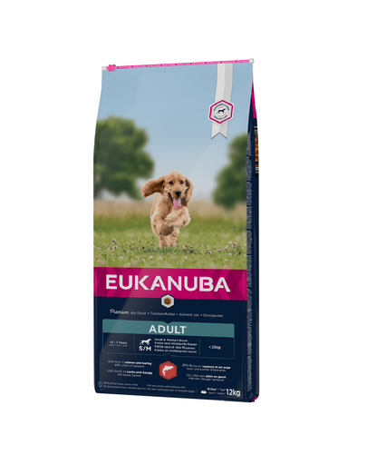 EUKANUBA Dog Base Adult Small & Medium Breeds Salmon & Barley hrana uscata caini adulti talie mica/medie, cu somon si orz 12 kg EUKANUBA Dog Base Adult Small & Medium Breeds Salmon & Barley hrana uscata caini adulti talie mica/medie, cu somon si orz 12 kg