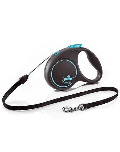 FLEXI Black Design lesa automata cu franghie pentru caini, negru cu albastru, marimea S, 5 m FLEXI Black Design lesa automata cu franghie pentru caini, negru cu albastru, marimea S, 5 m