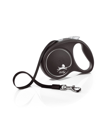 FLEXI Black Design lesa automata cu banda pentru caini, negru, marimea L, 5 m FLEXI Black Design lesa automata cu banda pentru caini, negru, marimea L, 5 m