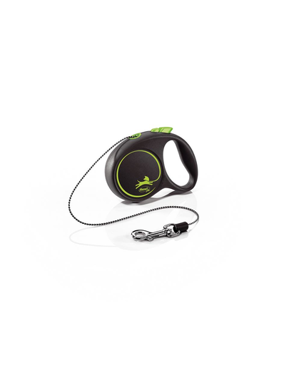 FLEXI Black Design lesa automata cu fir pentru caini, negru cu verde, marimea XS, 3 m FLEXI Black Design lesa automata cu fir pentru caini, negru cu verde, marimea XS, 3 m