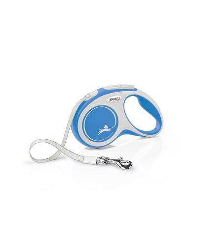 FLEXI New Comfort lesa automata cu banda pentru caini, albastru cu alb, marimea S, 5 m FLEXI New Comfort lesa automata cu banda pentru caini, albastru cu alb, marimea S, 5 m