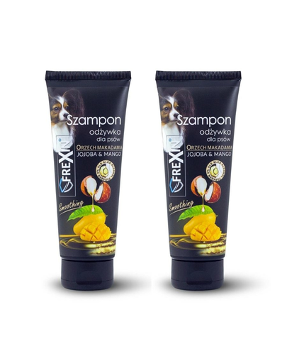 FREXIN Sampon pentru caini 2in1 cu balsam, jojoba si mango 2x220 g FREXIN Sampon pentru caini 2in1 cu balsam, jojoba si mango 2x220 g