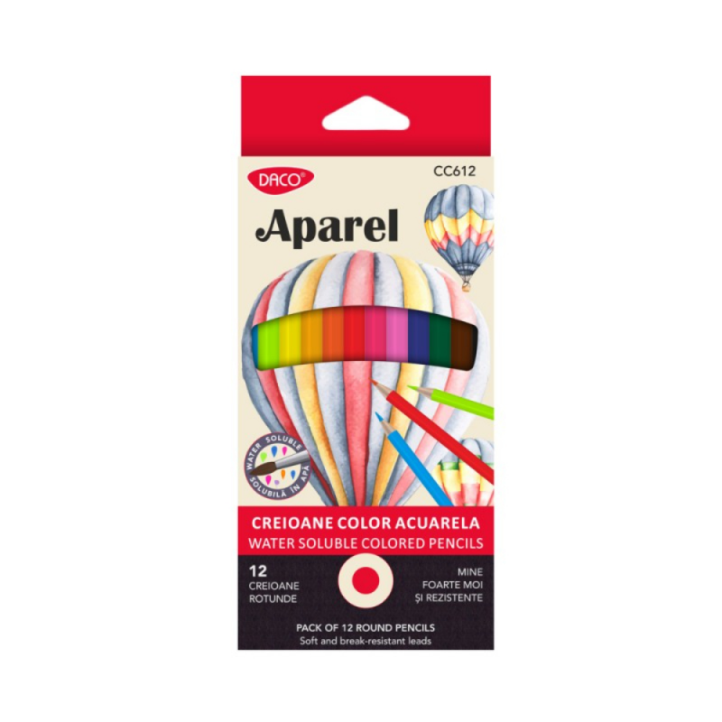 Set 12 Creioane Colorate Daco Aparel, Diverse Culori, Creioane Acuarela Daco Aparel Set 12 Creioane Colorate Daco Aparel, Diverse Culori, Creioane Acuarela Daco Aparel