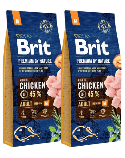 BRIT Premium By Nature Adult Medium M hrana caini adulti de talie medie 30 kg (2 x 15 kg) BRIT Premium By Nature Adult Medium M hrana caini adulti de talie medie 30 kg (2 x 15 kg)