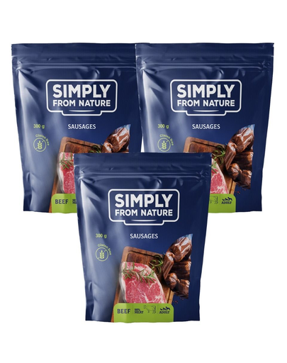SIMPLY FROM NATURE Recompense carnaciori pentru caini, cu vita 3 x 300 g SIMPLY FROM NATURE Recompense carnaciori pentru caini, cu vita 3 x 300 g