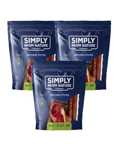 SIMPLY FROM NATURE Nature Sticks recompense pentru caini, MIX arome 3 x 3 buc. SIMPLY FROM NATURE Nature Sticks recompense pentru caini, MIX arome 3 x 3 buc.