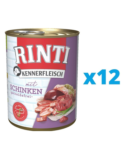 RINTI Kennerfleisch Ham hrana umeda pentru caini 12 x 800 g, cu sunca RINTI Kennerfleisch Ham hrana umeda pentru caini 12 x 800 g, cu sunca