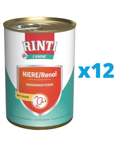 RINTI Canine Niere/Renal Chicken hrana dietetica umeda pentru caini cu insuficienta renala cronica sau acuta 12 x 800 g RINTI Canine Niere/Renal Chicken hrana dietetica umeda pentru caini cu insuficienta renala cronica sau acuta 12 x 800 g