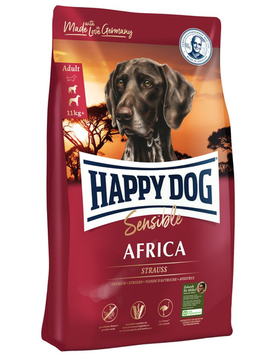 HAPPY DOG Supreme Africa Hrana uscata pentru caini cu intolerante alimentare, cu strut 4 kg HAPPY DOG Supreme Africa Hrana uscata pentru caini cu intolerante alimentare, cu strut 4 kg