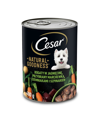 CESAR Hrana umeda pentru caini 24 x 400g bogat in carne de miel cu morcovi, cartofi si spanac CESAR Hrana umeda pentru caini 24 x 400g bogat in carne de miel cu morcovi, cartofi si spanac