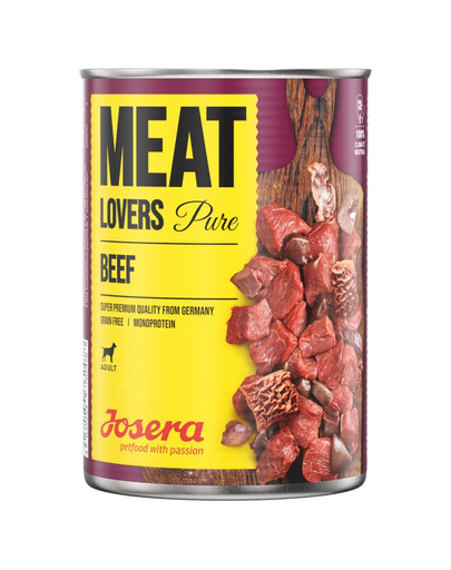 JOSERA Meatlovers Pure hrana umeda monoproteica pentru caini, cu vita 6x800 g JOSERA Meatlovers Pure hrana umeda monoproteica pentru caini, cu vita 6x800 g