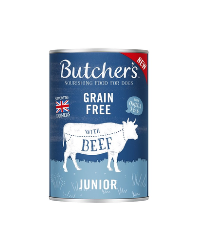 BUTCHER'S Original Junior hrana caini juniori, bucati de vita in jeleu, conserva 400g BUTCHER'S Original Junior hrana caini juniori, bucati de vita in jeleu, conserva 400g