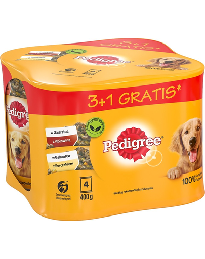 PEDIGREE Adult hrana umeda caini adulti 24x400 g cu vita, pui in aspic PEDIGREE Adult hrana umeda caini adulti 24x400 g cu vita, pui in aspic