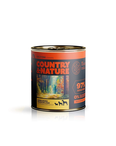 COUNTRY&NATURE Hrana umeda fara cereale pentru caini adulti, cu vanat 410 g COUNTRY&NATURE Hrana umeda fara cereale pentru caini adulti, cu vanat 410 g