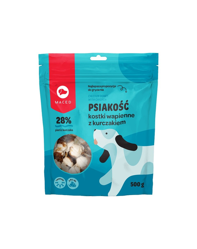 MACED Recompense pentru caini, oase cu calciu si carne de pui 500 g MACED Recompense pentru caini, oase cu calciu si carne de pui 500 g