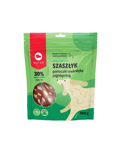 MACED Batoane pentru caini din piele de vita, carne de rata si miel 500 g MACED Batoane pentru caini din piele de vita, carne de rata si miel 500 g