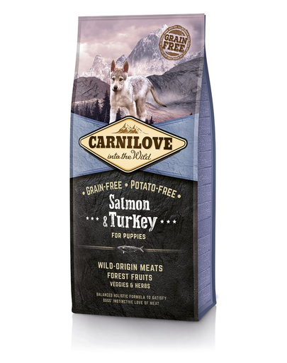 CARNILOVE Puppy Salmon&Turkey Hrana uscata pentru catei de toate rasele, cu somon si curcan 4 kg CARNILOVE Puppy Salmon&Turkey Hrana uscata pentru catei de toate rasele, cu somon si curcan 4 kg