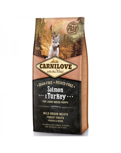 CARNILOVE Puppy large breed Hrana uscata pentru catelusi de talie mare, cu somon si curcan 4 kg CARNILOVE Puppy large breed Hrana uscata pentru catelusi de talie mare, cu somon si curcan 4 kg