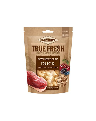 CARNILOVE RAW Freeze-dried Recompense pentru caini, cu rata si fructe rosii 40 g CARNILOVE RAW Freeze-dried Recompense pentru caini, cu rata si fructe rosii 40 g