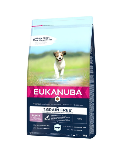 EUKANUBA Grain Free Puppy Small&Medium hrana uscata caini juniori talie mica/medie, fara cereale 3 kg EUKANUBA Grain Free Puppy Small&Medium hrana uscata caini juniori talie mica/medie, fara cereale 3 kg