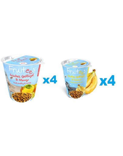 BOSCH Fruitees pachet recompense caini 8x200 g, pasare si mango + pasare si banana BOSCH Fruitees pachet recompense caini 8x200 g, pasare si mango + pasare si banana