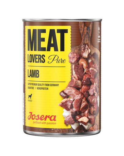 JOSERA Meatlovers Pure hrana umeda monoproteica pentru caini, cu miel 6x400 g JOSERA Meatlovers Pure hrana umeda monoproteica pentru caini, cu miel 6x400 g