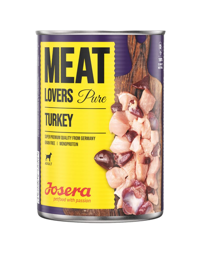 JOSERA Meatlovers Pure hrana umeda monoproteica pentru caini, curcan 6x400 g JOSERA Meatlovers Pure hrana umeda monoproteica pentru caini, curcan 6x400 g
