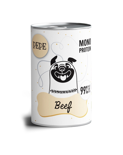 PAKA ZWIERZAKA PEPE Beef 99% Hrana umeda pentru caini, cu vita 400 g PAKA ZWIERZAKA PEPE Beef 99% Hrana umeda pentru caini, cu vita 400 g
