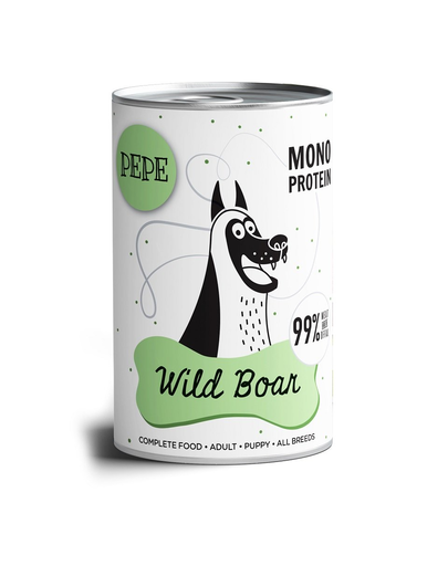 PAKA ZWIERZAKA PEPE Wild Boar 99% (carne de vânat) 400 g hrană monoproteică PAKA ZWIERZAKA PEPE Wild Boar 99% (carne de vânat) 400 g hrană monoproteică
