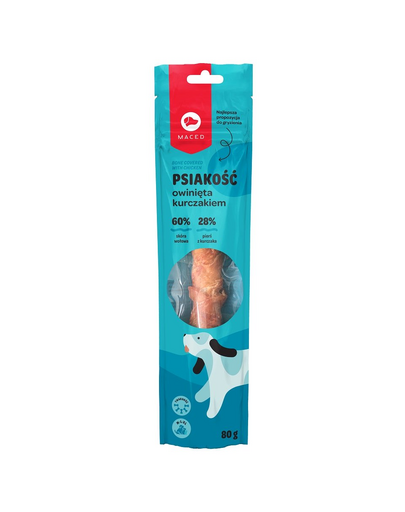 MACED Baton de rontait pentru caini, invelit in carne de pui 25 cm MACED Baton de rontait pentru caini, invelit in carne de pui 25 cm