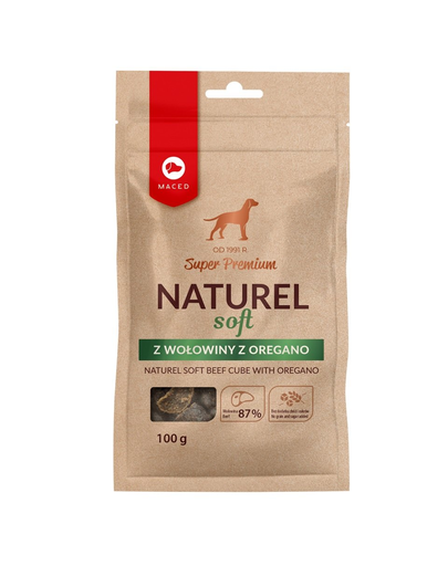 MACED Super Premium Naturel Soft Recompense pentru caini, cu vita si oregano 100g MACED Super Premium Naturel Soft Recompense pentru caini, cu vita si oregano 100g