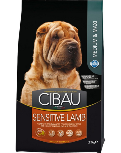 FARMINA Cibau Sensitive Lamb MEDIUM MAXI pentru caini rasa medie/mare cu sistem digestiv sensibil, miel 2,5 kg FARMINA Cibau Sensitive Lamb MEDIUM MAXI pentru caini rasa medie/mare cu sistem digestiv sensibil, miel 2,5 kg