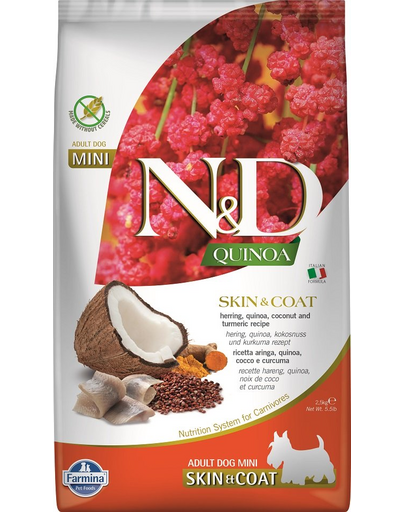 FARMINA N&D Quinoa Hrana dietetica pentru caini de talie mica, cu hering si nuca de cocos 2,5 kg FARMINA N&D Quinoa Hrana dietetica pentru caini de talie mica, cu hering si nuca de cocos 2,5 kg