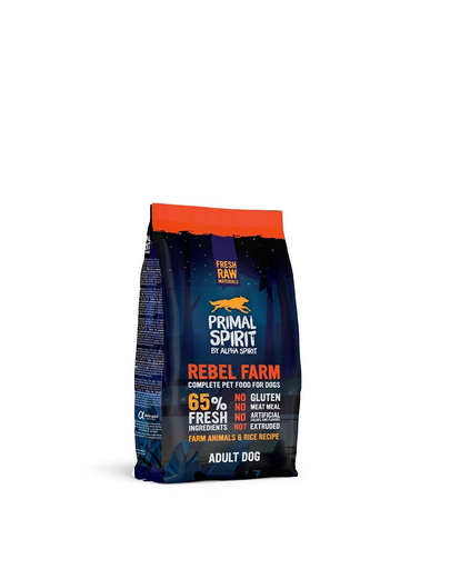 PRIMAL SPIRIT 65% Rebel Farm 1 kg hrana semimoale caini, cu pui si peste PRIMAL SPIRIT 65% Rebel Farm 1 kg hrana semimoale caini, cu pui si peste