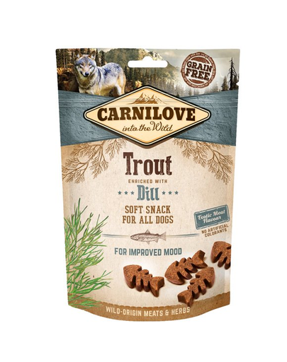 CARNILOVE Semi Moist Snacks recompense moi pentru caini, cu pastrav si marar 200 g CARNILOVE Semi Moist Snacks recompense moi pentru caini, cu pastrav si marar 200 g