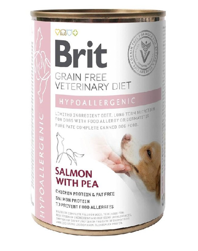 BRIT Veterinary Diet Hypoallergenic Salmon&Pea hrana caini cu alergii 400 g BRIT Veterinary Diet Hypoallergenic Salmon&Pea hrana caini cu alergii 400 g