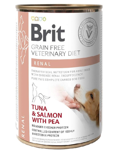 BRIT Veterinary Diet Renal Tuna&Salmon&Pea hrana umeda caini pentru functia renala 400 g BRIT Veterinary Diet Renal Tuna&Salmon&Pea hrana umeda caini pentru functia renala 400 g