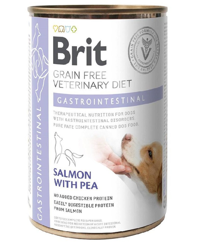 BRIT Veterinary Diet Gastrointestinal Hrana umeda caini, cu somon si mazare pentru tractul gastrointestinal sensibil 400 g BRIT Veterinary Diet Gastrointestinal Hrana umeda caini, cu somon si mazare pentru tractul gastrointestinal sensibil 400 g