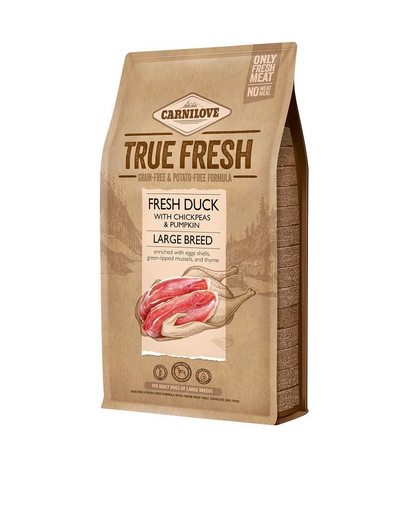 CARNILOVE True Fresh Duck Large breed hrana pentru caini adulti rase mari 11,4 kg cu rata CARNILOVE True Fresh Duck Large breed hrana pentru caini adulti rase mari 11,4 kg cu rata
