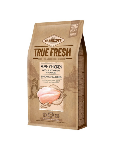 CARNILOVE True Fresh Chicken Junior Large breed caini juniori de rasa mare 4 kg hrana uscata CARNILOVE True Fresh Chicken Junior Large breed caini juniori de rasa mare 4 kg hrana uscata