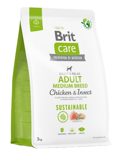 BRIT Care Sustainable Adult Medium Breed 3 kg Hrana caini adulti talie medie, cu pui si insecte BRIT Care Sustainable Adult Medium Breed 3 kg Hrana caini adulti talie medie, cu pui si insecte