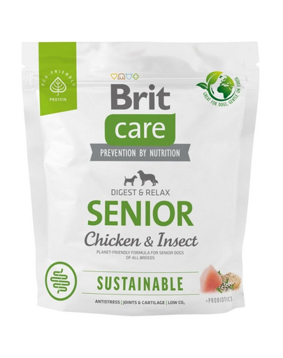 BRIT CARE Sustainable Senior Chicken & Insect hrana caini seniori 1 kg cu pui si insecte BRIT CARE Sustainable Senior Chicken & Insect hrana caini seniori 1 kg cu pui si insecte